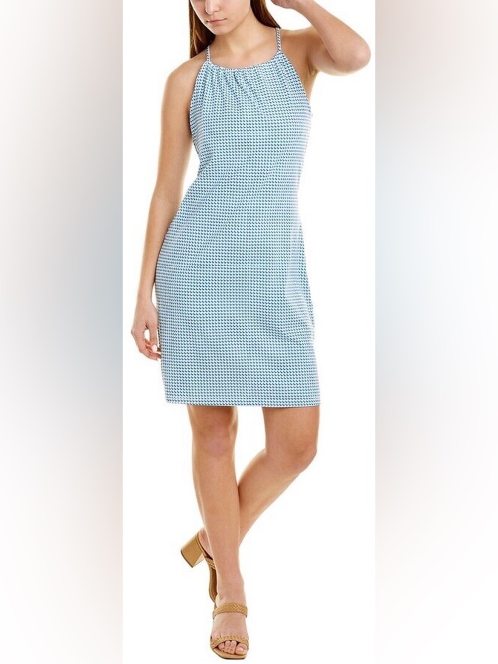 J.McLaughlin Maria Halter Mini Dress In Blue Multi Size M $198.00